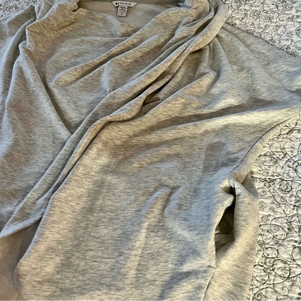 Athleta Purana Wrap Super Soft Heather Gray Cowl Neck Hooded Sweater - Picture 6 of 11